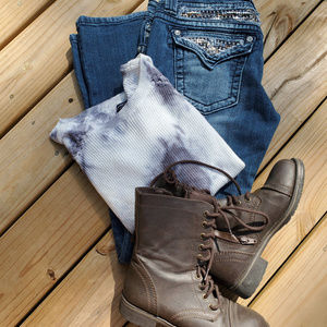 Miss Me Distressed Boot Cut Jeans